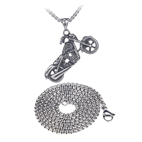 CALLARON 2 Stück Hip Hop Retro Halskette mit Motorrad Anhänger Teiliges Kette Kreative und Langlebige Modeschmuck für Herren und Damen von CALLARON