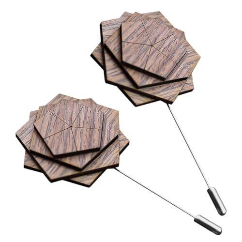 CALLARON 2 Stück Holz Boutonniere Pin für Männer Dekorative Blütenanstecknadel für Anzug Elegantes Accessoire mit Feiner Verarbeitung und Einzigartigem Design von CALLARON
