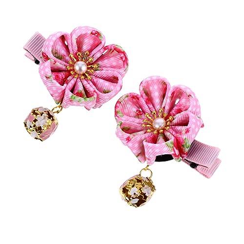 CALLARON 2 Stück Japanische Haarspange Dekorative Plumblütenförmige Haarnadeln für Mädchen Handgefertigt Rosa Geeignet für Hochzeit Festival Alltag Modischer Haarschmuck von CALLARON