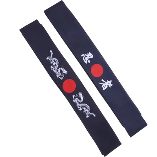 CALLARON 2 Stück Japanisches Bushido-Stirnband Hachimaki-Stirnband Krieger-Stirnband Koch- Und Koch-Stirnband Für Damen Und Herren (Schwarz) von CALLARON