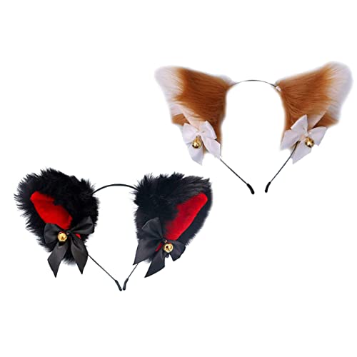 CALLARON 2 Stück Katzenohren Haarreif für Teiliges mit Glöckchen Plüsch Haarschmuck für Partys Festivals und Fotoshootings Einzigartiges Accessoire für Besondere Anlässe von CALLARON