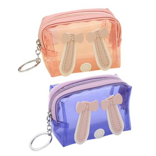 CALLARON 2 Stück Kleine Transparente Münzgeldbörsen mit Schlüsselanhänger Kompakte Portmonees für Teenager und Frauen Vielseitige Mini Geldbeutel für Münzen Karten und Zufällige Farbe von CALLARON