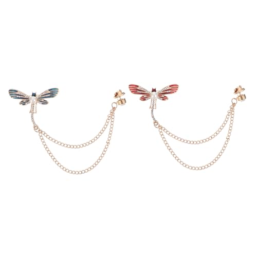 CALLARON 2 Stück Kreative Libellenbroschen Emaille mit Strass Handgemachte Brosche für Damen Modisches Accessoire in Rot und Blau für Taschen und Kleidung von CALLARON