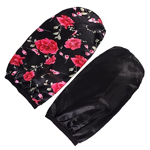 CALLARON 2 Stück Lange Satin Schlafhaube für Damen Elastische Haarkappe für Langes Haar Atmungsaktive Bonnet Schlafkappe zum Schlafen für Gesichtsreinigung Vielseitige von CALLARON