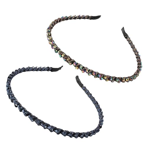 CALLARON 2 Stück Legierungskopf -hoop Party Band Ab Zubehör Trendy Blaue Edelsteine Perle Kristalle Tiara-krone Für Frauen Hochzeit Braut Tiara Hochzeitskopfschmuck Frauen-tiara von CALLARON
