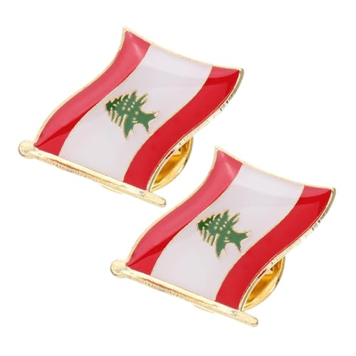 CALLARON 2 Stück Libanesische Flagge Anstecknadel Metallbrosche Nationalflagge Pin Badge Langlebig Leicht Tragbar Für Kleidung Rucksack Kleidung Zubehör von CALLARON