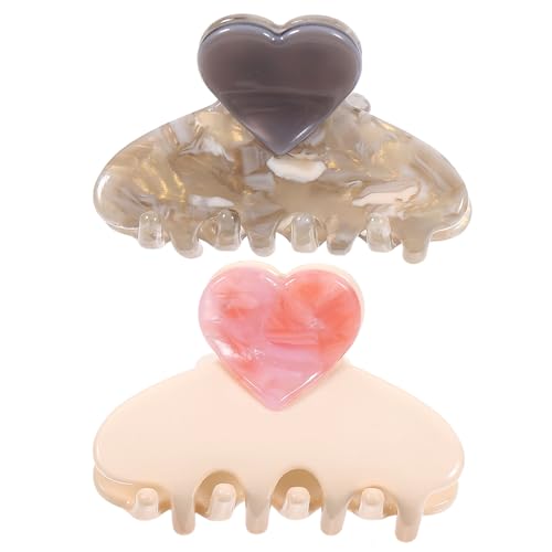 CALLARON 2stücke Herzform Haarklammern Für Frauen Vielseitige Frisuren Haarclips Dekorative Haarspangen Mit Klaue Clip Für Hochsteckfrisur Pferdeschwanz Party Und Alltag von CALLARON