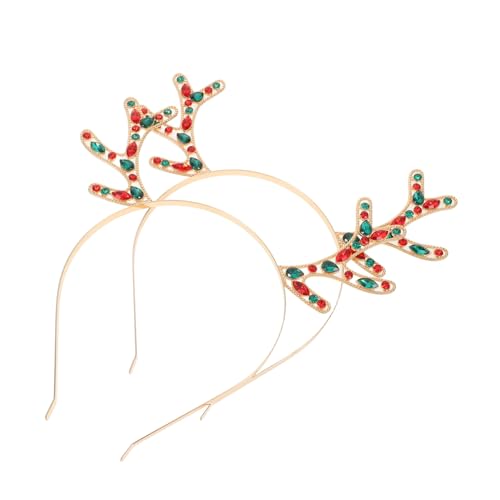 CALLARON 2 Stück Metall Hirschgeweih Haarreif mit Strassbesatz Langlebiges Rentier Stirnband für Damen Festliche Weihnachts party Accessoires Geeignet als für Weihnachten und Silvester von CALLARON