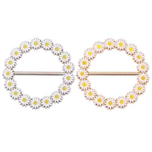 CALLARON 2 Stück Metall eckeckverschluss für Kleidung Modischer Schalclip mit Zartem Gänseblümchen design Leicht und Vielseitig Geeignet für Damen schals und Strickjacken für Alltag und von CALLARON
