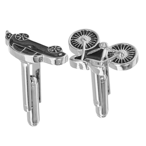 CALLARON 2 Stück Modische Herren Manschettenknöpfe mit Auto Fahrrad motiv Schwarzem Grund Langlebige Schmuck accessoires für Hemdärmel Geeignet für Business Hochzeit und Formelle Anlässe von CALLARON