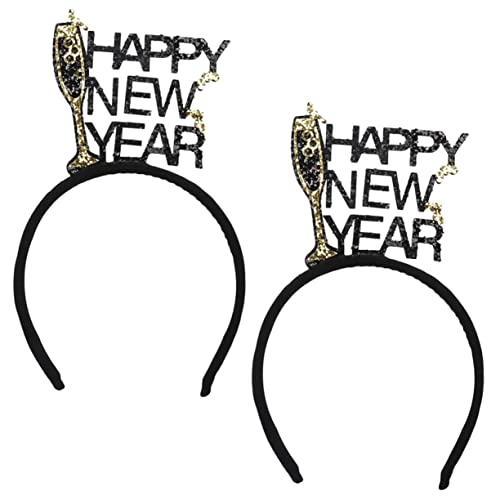 CALLARON 2 Stück Neujahrs Stirnband mit Glitzer für Partys Dekoratives Haaraccessoire für Neujahrsfeiern für Fotos und Festlichkeiten von CALLARON
