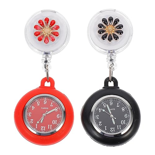 CALLARON 2 Stück Nurse Fob Uhr mit Clip Einziehbare und Praktische Arzttasche für Ärzte und Pflegekräfte Stilvolle Designs Täglichen Gebrauch von CALLARON