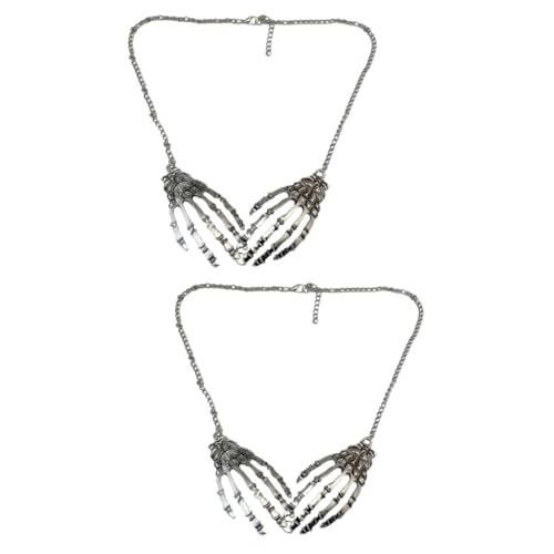 CALLARON 2 Stück Punk Halskette Damen Exaggerated Palm Design Alloy Schmuck Halloween Statement Kurz für Party Alltag von CALLARON