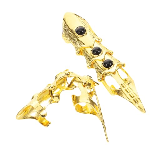 CALLARON 2 Stück Punk Langfinger Ring Verstellbar Unisex Gothic Metall Schmuck für Festival Party Retro Stil von CALLARON