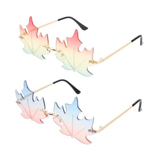 CALLARON 2 Stück Rimless Maple Leaf Sonnenbrille Leichte Trendige Party-eyewear für Damen und Herren Uv-schutz Retro Kostümaccessoire für Festivals Fotoshootings und Outdoor-events CALLARON 2 Stück Rimless Maple Leaf Sonnenbrille Leichte Trendige Party-eyewear für Damen und Herren Uv-schutz Retro Kostümaccessoire für Festivals Fotoshootings und Outdoor-events von CALLARON