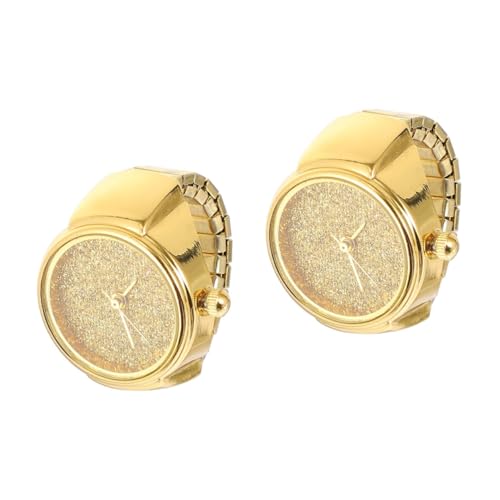 CALLARON 2 Stück Ringuhr mit Glitzereffekt Damen Herren Elastischer Quarzuhr Ring Verstellbar Modisches Schmuckstück für Alltag und Bequemer Fingeruhr für Damen und Herren von CALLARON