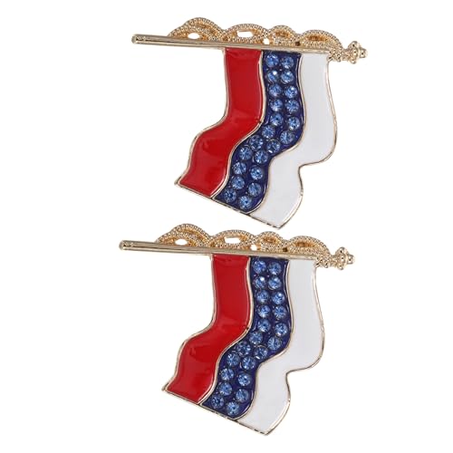 CALLARON 2 Stück Russische Flaggen Brosche mit Funkelnden Strasssteinen Leichter Anstecker Präzise Weiß Blau Rote Farben Sicherer Verschluss Stilvolles Accessoire für Damen und Herren von CALLARON