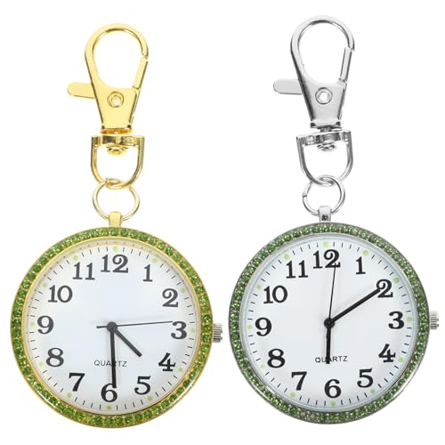 CALLARON 2stücke Taschenuhr Zum Anklipsen -Legierung Tragbare Taschenuhr-schlüsselanhänger Clip von CALLARON