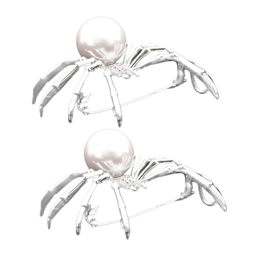 CALLARON 2 Stück Teiliges Halloween Spinnenbroschen mit Kunstperlen Realistische Silberfarbene Spinnen Anstecknadeln Multifunktionale Schmuckpins für Damen Modische Taschen Kleidungsschmuck CALLARON 2 Stück Teiliges Halloween Spinnenbroschen mit Kunstperlen Realistische Silberfarbene Spinnen Anstecknadeln Multifunktionale Schmuckpins für Damen Modische Taschen Kleidungsschmuck von CALLARON