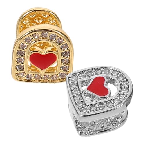 CALLARON 2stücke Zahngrills Mit Herzmotiv Hip-hop Schmuck Für Männer Und Frauen Langlebig Durch Emaille-ölbeschichtung Bequemes Tragen Für Partys Und Auftritte Leichtes Material Für von CALLARON