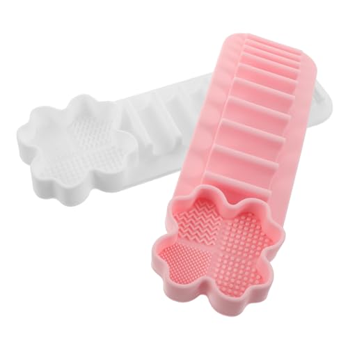 CALLARON 2 Stück Teiliges Silikon Makeup Pinselhalter mit Saugnapf Wandmontage Multifunktional als Pinselreiniger Matte Trockengestell und Organizer Schützend und Platzsparend für Zuhause von CALLARON