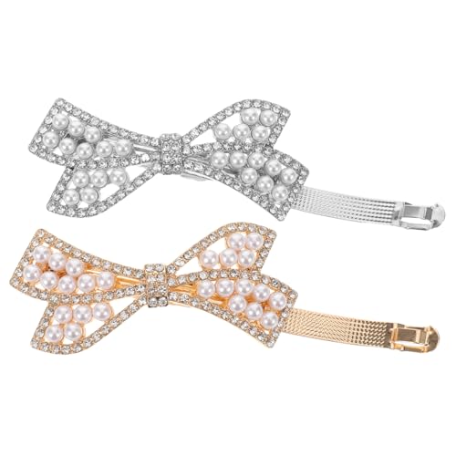 CALLARON 2 Stück Teiliges Strick Haarschmuck mit Funkelnden Strasssteinen und Simulation perlen Federnder Haarklammer für Damen Vielseitige Hochzeit Haarspangen und Eleganter von CALLARON