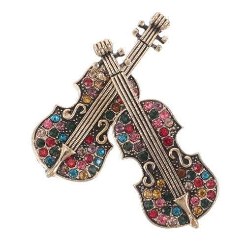 CALLARON 2 Stück Teiliges Vintage Violin Broschen mit Funkelnden Strasssteinen Anstecknadeln für Damen Vielseitige Schmucknadeln für Strickjacken Schals und Stilvolle Kleidung Musikalisches von CALLARON