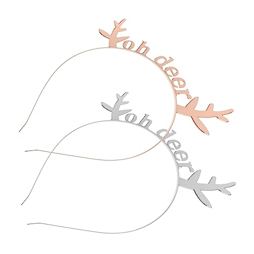 CALLARON 2 Stück Teiliges Weihnachts Stirnband aus Glänzendem Legierungsmetall mit Rentiergeweih und Buchstaben Dekoratives Haarschmuck für Erwachsene Komfortabel und Vielseitig Einsetzbar von CALLARON
