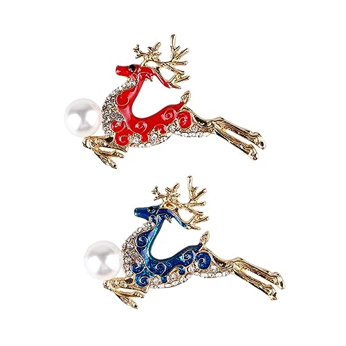 CALLARON 2 Stück Tierform Brosche Kreative Temperament Anstecknadel Legierung für Frauen und Mädchen Modisches Accessoire Blau und Rot für Hochzeiten und Partys von CALLARON
