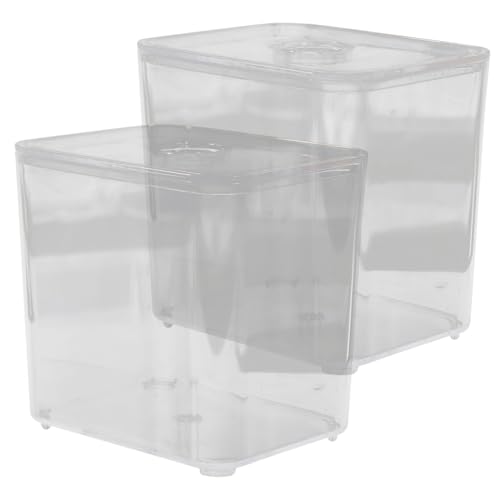 CALLARON 2 Stück Transparente Kosmetik Aufbewahrungsbox mit Deckel Stapelbar Vielseitig für Wattestäbchen und Wattepads Praktischer Make Up Organizer für Bad Büro Küche und Wohnräume von CALLARON