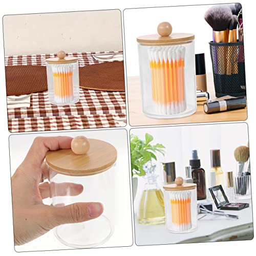 CALLARON 2 Stück Transparente Wattestäbchenbehälter aus Hochwertigem mit Deckel Runde Aufbewahrungsboxen für Bad und Schminktisch Praktischer Organizer für Wattepads und Wattestäbchen von CALLARON