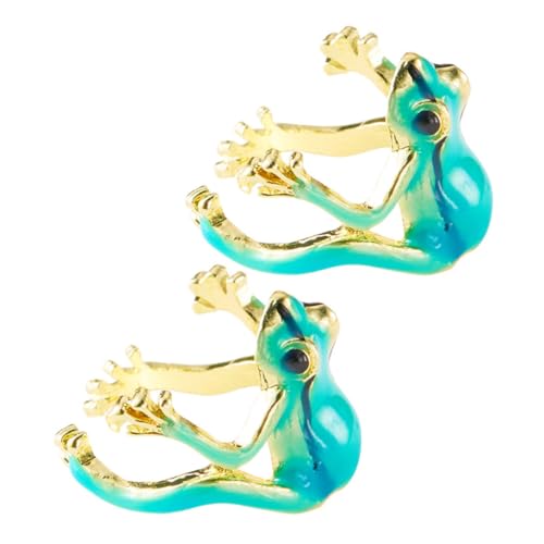 CALLARON 2 Stück Verstellbare Frosch Ringe Set Damen Lustige Tier Schmuck Offene Ringe aus Hautfreundlichem Legierungs Material und Robust für Geburtstag oder von CALLARON