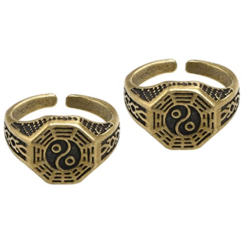 CALLARON 2 Stück Verstellbarer Taoismus Ring Offener Finger Ring Herren Damen Chinesischer Schmuck Accessoire Design von CALLARON