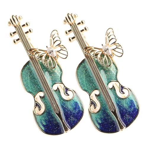 CALLARON 2 Stück Vintage Blaue Violin Broschen Dekorative Musikschmuck Anstecknadeln für Frauen Leichte Langlebige Instrumentenpins Passend zu Schals Anzügen und Kragen von CALLARON