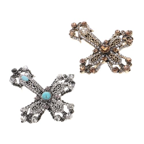 CALLARON 2 Stück Vintage Kreuz Brosche mit Strass für Herren und Damen Anstecknadeln für Anzüge und Outfits für Besondere Anlässe und Dekoration von CALLARON