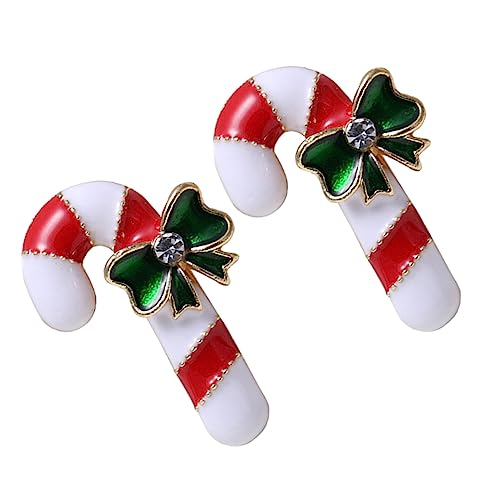 CALLARON 2 Stück Weihnachtliche Cartoon Broschen Set Teilig Walking Stick Form Handgefertigt Strassverziert Party Kleidung Dekoration von CALLARON