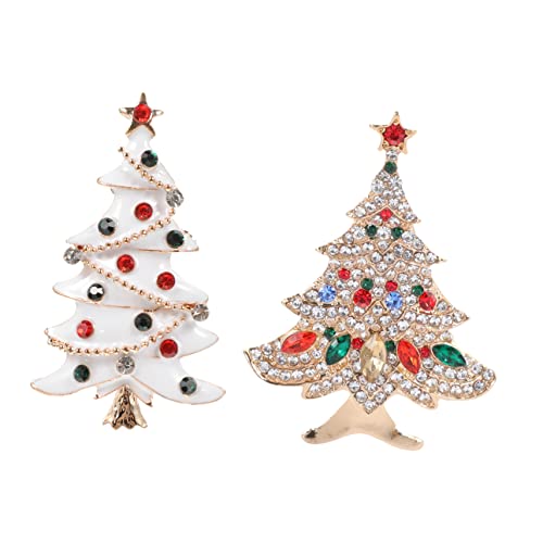 CALLARON 2 Stück Weihnachtsbaum Broschen Glitzernde Weihnachts Accessoires für Kleidung Stilvolle Schmuckdekoration für Frauen für Weihnachten und Festliche Anlässe von CALLARON