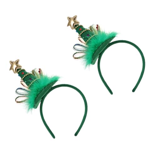 CALLARON 2 Stück Weihnachtsbaum Haarschmuck mit Pailletten Weihnachts Stirnband Festlich für Junge Mädchen Party Kostüm Haarreifen für Weihnachten und Winterfeiern von CALLARON