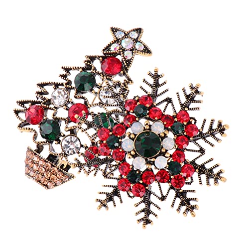 CALLARON 2 Stück Weihnachtsbroschen Retro Farbige Strass Anstecker Hochwertigem Legierungsmaterial Festliche Kleidung Accessoire für Partys und Weihnachten von CALLARON