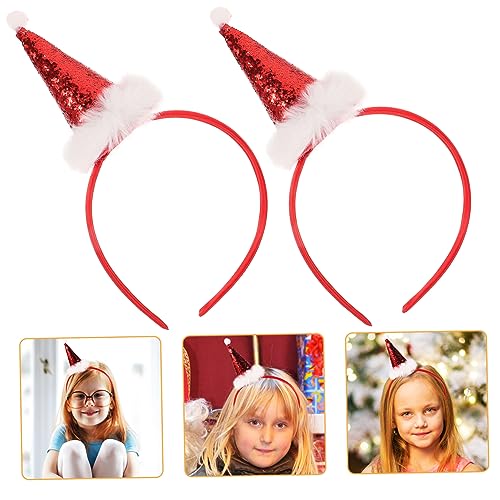 CALLARON 2 Stück Weihnachtsmann Haarschmuck Stirnband mit Weihnachtsmütze Accessoire für Weihnachtsfeiern Leicht und Bequem für Mädchen Dekorative Kopfbedeckung von CALLARON