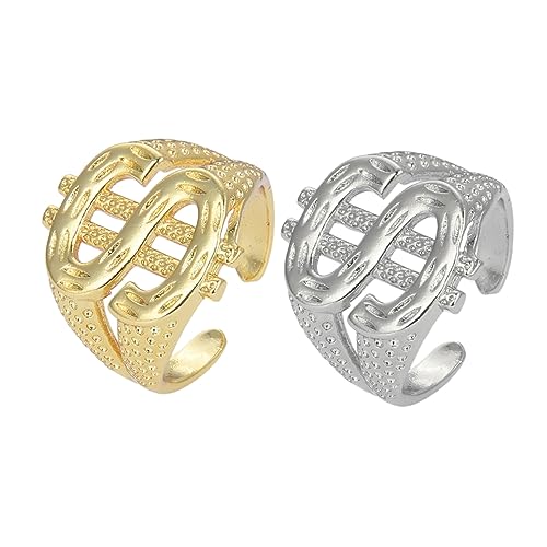 CALLARON 2 Stück Zeichenring Offene Ringe Für Männer Metallringe Fingerschmuck Ring Schmuck Fingerringe Verstellbare Ringe Offener Fingerring Herrenring von CALLARON