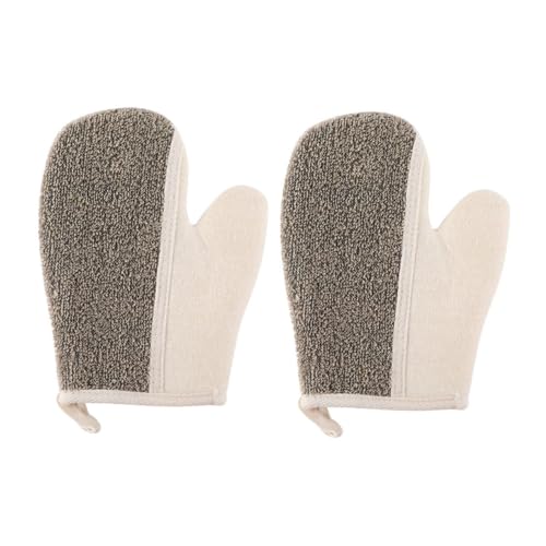 CALLARON 2 Stück badetuch handschuhe Badehandschuhe Peeling waschen Körper Peeling-Handschuhe handtücher Zurück schrubben Duschhandschuhe verdicken Flachs Black von CALLARON
