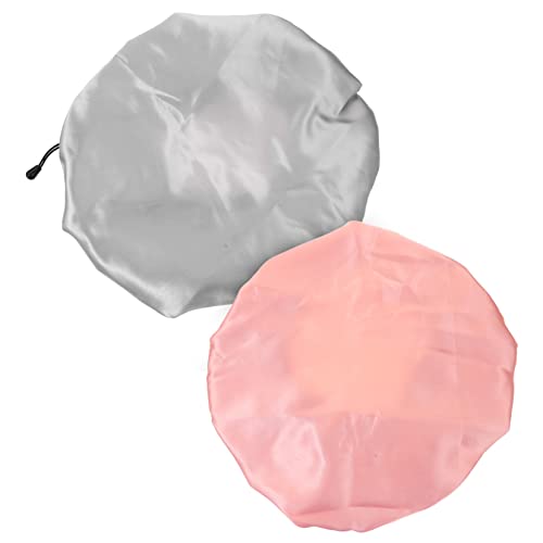 CALLARON 2 Stück doppelschichtige Schlummertrunk für Seide Frauen Mütze Schlafen Kappen Haarhaube Hüte zum Trocknen von Haaren Hut zum Haaretrocknen zweilagiger Satin von CALLARON