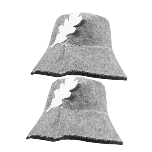 CALLARON 2 Stück filz duschhaube Saunahut aus Filz Saunahut aus Wolle Saunahut groß Fell sauna zubehör Saunahaube aus Filz absorbierende Filzhüte Saunaversorgung Filzhut gefühlt Grey von CALLARON