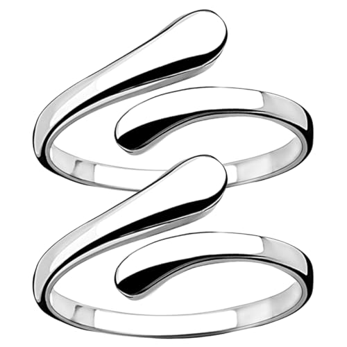CALLARON 2 Stück geometrischer Spaltring Schmuck für Teenager stapelbare offene Ringe Handring Nagelringe für Frauen kleine mädchen ringe offener Ring Ringe für Mädchen Kupfer Silber von CALLARON