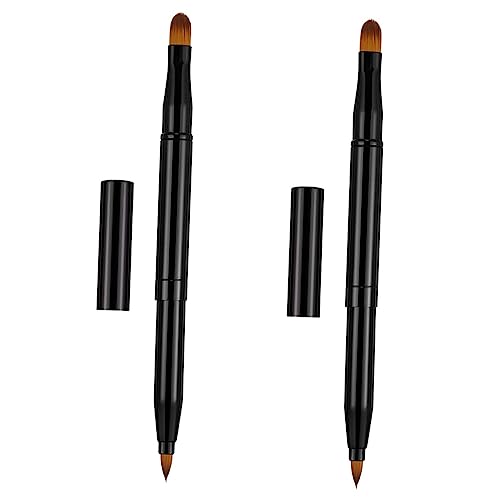 CALLARON 2 Stücke Teiliges Doppelseitiger Lippenpinsel Tragbarer Make Up Pinsel für Lippen Eyeliner Concealer Multifunktional Einfach zu Reinigen für Unterwegs und Tägliche Anwendung von CALLARON