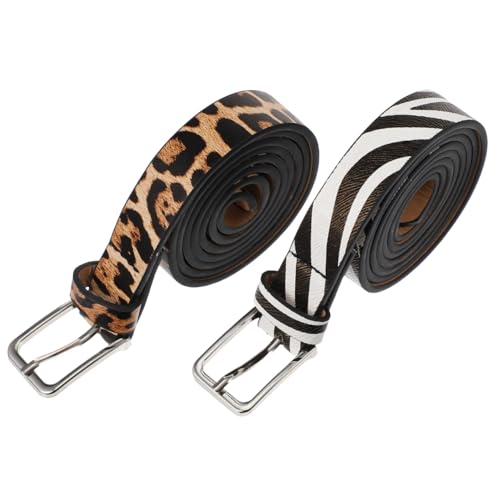 CALLARON 2 dekorative Gürtel – Zebra & Leopard, elastischer Gürtel aus Kunstleder, elastisch, hohe Taille, perfekt für Frauen und ihre Vestidos von CALLARON