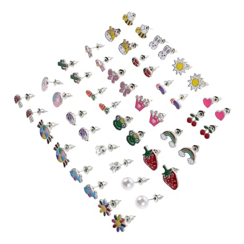 CALLARON 20 Paare Teiliges Bunte Obst Gemüseelemente Ohrstecker Leichte Herz Cartoon-designs Komfortable Ohrschmuck-kollektion für Erwachsene Vielseitig Kombinierbar für Alltag und Fest von CALLARON