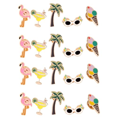 CALLARON 20 Stk Mädchen Geschenk tierischer Emaille Mädchen Brustnadel tropisches Partyzubehör Flamingobaum Brustnadel Geschenke Brustnadel im Hawaii-Stil Brosche Kokosnussbaum Gläser von CALLARON