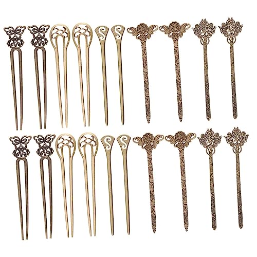 CALLARON 20 Stück Haarnadel-Set Haarstäbchen für Frauen Haarstäbchen für langes Haar Haarstock u form haar U-förmige Haarnadel Metallhaarnadel Haarstäbchen für Brötchen Legierung von CALLARON
